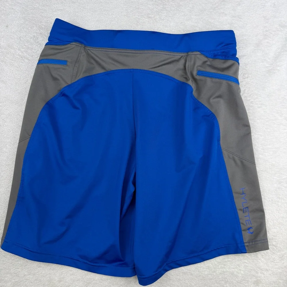 Hylete Above Knee Training Shorts Mens Medium Blue Grey Athletic Gym Workout